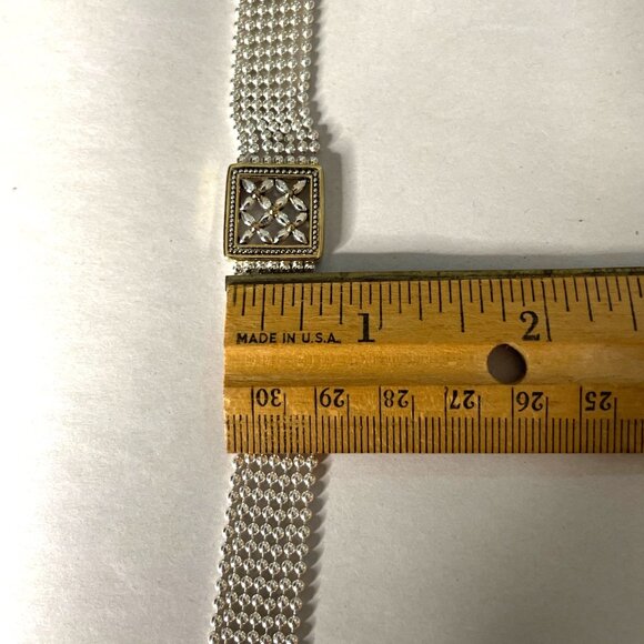 Vintage Napier Gold & Silver-Tone Multi-Strand Bracelet With Geometric Accents - Picture 8 of 9